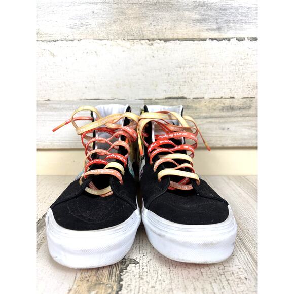 Vans x Cultivate Care Sk8-Hi Women’s 8 Black Multi Suede Canvas Lace Up Sneakers - Picture 3 of 8